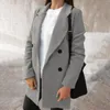 Femmes Mélanges De Laine Femmes Élégantes Manteau Couleur Unie Col Rabattu À Manches Longues Épais Automne Dame Chaud Veste Formelle Pour Le Travail Femme Extérieur