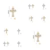 Charms 20st/Lot Sier Gold Plated Rhinestones Cross Floating Pendant Fit For Magnetic Memory Locket Necklace Armband Smycken Making DHWXZ