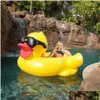 Andra hushållens diverse adts Party Pool 82.6x70.8x43.3inch Swimming Yellow Duck Floats Raft Thicken NT PVC Uppblåsbar rör DH1136 D DHWCP