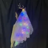 Cadeau Ruban Gaze Chapeau Avec Lumière Multicolore Lampe Chaude Avec Clip Batterie 70cm Long 3ème Réglage De La Vitesse Décoration De Fête Décorer