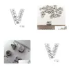 Charms 50pcs/lote 8mm V fl FL Rhinestones Sier Slide Letter DIY FIT para pulseira de couro Tiras de telefone Sl0010 Drop Drop Jewelry Findi Dhotv
