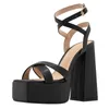 Sandals INS Brand Frasnable Designer for Women 2023 High -heeled Buckle Platfor