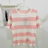 Maglioni da donna Designer inizio primavera nuovo stile rosa ragazza serie lettera jacquard striscia a contrasto girocollo maglia T-shirt per dimagrire 0DS9