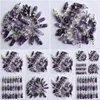 Charms Natural Stripe Amethysts Hexagonal Healing Reiki Point Crystal Pendants для ювелирных изделий изготовления выводов по доставке оптовых капель c dhpvz