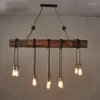 Chandeliers 10 Light Source Wood Living Dining Room Bedroom LOFT Cafe Industrial Vintage Decoration Retro Pendant Lamp Chandelier