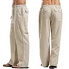 Мужские брюки льняные брюки широкие корейские брюки Негабаритная постельное белье уличная одежда мужская весна летняя йога повседневная одежда 230107