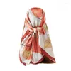 Scarves Silk Satin Square Scarf Women 2023 Print Muslim Hijab Elegant Neckerchief Shawl Wraps Headband Handle Hair Accessories Bandana