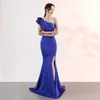 Party Dresses Beauty-Emily Dress 2023 Women Evening Long Mermaid ED16023 Formella klänningar Satin One Shoulder Split Prom Floor Length