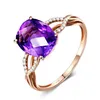 Solitaire Ring kvinnlig ametist Ny geometrisk färgdroppleverans smycken DHHLS