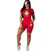 Women's Jumpsuits & Rompers Lounge Wear Two Pieces Set Women T Shirt Biker Shorts Summer Clothes For 2023 Print Matching Sets Tracksuit Outf