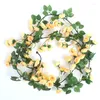 Fleurs décoratives 2,3 m rose artificielle ivy vigne Décoration de mariage Real Touch Silk Flower String Home Hanging Garland Party Decor