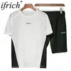 Herrespår ifrich Summer Set T Shirts Pants Two Pieces Casual Tracksuit Man 2023 Tshirt Gyms Fitness Shorts Men