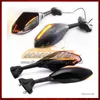2 X Motorcycle LED Turn Lights Side Mirrors For KAWASAKI NINJA ZX 12 R 12R ZX1200 CC ZX-12R ZX12R 00 01 2000 2001 Carbon Turn Signal Indicators Rearview Mirror 6 Colors