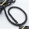 Kamienna moda 8 mm czarne lawowe wulkaniczne luźne koraliki DIY Buddha Olejki eteryczne Dyfuzor Dyfuzor Charm Bejdka Making Akcesoria Drop Gelive Dhblq