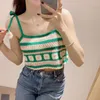 Women's Tanks Bohemian Summer Camisole Mori Lazy Style Sleeveless Short Knitted Vest Sweet Boho Flower Camis Cropped Top