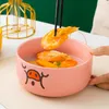 Ciotole Cartone animato nordico Ciotola coreana Famiglia Creativa Colazione per bambini Sottosmalto Colore Insalata di riso in ceramica Cottura