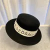 Stingy Brim Hats Women's Wide Felt Fedora Hat Wool Panama With Gold Letter Webbing