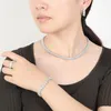 Halsband örhängen set smycken hadiyana charmiga eleganta damer ring och armband brud bröllop gåva cn1802 colares feminino