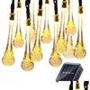 Dekoracje świąteczne Lyfs 20/30 LLED Solar Light String Outdood Waterproof Water Drop Fairy Light