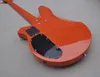 Orange 5 strängar elektrisk basgitarr med svart pickguard rosentavla