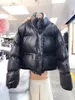 Women s Down Parkas Cotton Padded Glossy Snow Parka Women Winter Waterproof Oversize 2XL Coat Stand Collar Thickened Puffer Jacket 230106