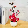 Dekoratif Çiçekler 1 PC Yapay Erik Çiçek Bitkiler Pot Sahte Bonsai İpek Dekorasyonu Bahçe Ev Ofisi