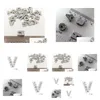 Charms 50pcs/lot 8mm v Fl Rutonestones Sier Slide Letter Diy Fit для кожаных браслетных полос телефона SL0010 Drop Delivery Dewelry Findi dhotv