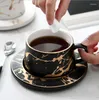 Xícaras pires de marmoreado breve xícara de café pires de porcelana nórdica criatividade presente teaware reutiliza caneca home decoration ek50bd