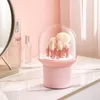 Storage Boxes Home Pink With Cover Makeup Clear Dustproof Brush Stand 12 Hole Design Box Ventilation Breathable Holder