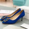 Designer Party Wedding Shoes Fashion Sexy Dress Shoes PUMPS Pointed Toe High Heels Ladies Sandals Leather Glitter Pu Bride Women New Brand Silk