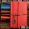 Bloc-notes Vintage Étudiants Bandage Notebook Solide Couleur PU ER Cuir Journal Journal de voyage Livres Rétro Bloc-notes Note Book Papeterie G Dhzmq