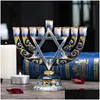 Candle Holders H D 9 Branch Magen David Menorah ręcznie malowany kolekcja posiadacza dla Chanukah Shabbat Ceremonia świąteczna wystrój domu gif dhn9n