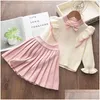 Clothing Sets Autumn And Winter Kids Girls Set Knitted Sweater Top Addpleated Skirt Gown Dress 2Pcs Sets16Y Baby Girl Clothes 809 Dr Dhnpi