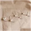 Silver New Simple 925 Sterling Sier Round Ball Stud أقراط للنساء الأذن ثاتر المجوهرات الأزرار