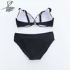 Kvinnors badkläder Lonzo Plus -storlek Kvinnor Padded Sexig Leopard Tryckt Bikini 2023 Push Up Swimsuit Triangle Beach Wear Spa Bath Suit LSWB84