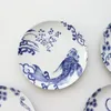 Talerze chiński ceramiczny obiad niebieski i biały porcelanowy stół stołowy stek