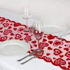 Bordduk kärlekslöpare rött hjärttryck dekorationer spets bröllop fest alla hjärtans dag gåva hemmode