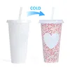 Vasos de vaso que cambian de color de Pascua con tapas, pajitas, vasos de plástico reutilizables de 24 oz para bebidas frías