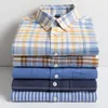 Chemises décontractées pour hommes coton Oxford pour homme à manches longues doux à carreaux boutonné coupe régulière chemise solide à carreaux grande taille 5XL6XL