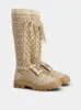 Botas de diseñador para mujer Calcetines con hebilla de diamantes de imitación Walky Viv de lujo Botas en tela y cuero Punta redonda EU35-40 Con caja