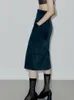 スカート女性スリットヘムハイウエストポケットa-lineソリッドカラーシンプルなミディスカート