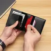 Slim Aluminium Clip with Elasticity Back Pouch ID Credit Card Holder Mini RFID Leather Plånbok Automatisk pop -up bankkort Fall FSTLY15
