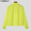 Men s Jackets INCERUN Fashion Lapel Collar Long Sleeve Solid Color Button Crop Coats Streetwear Casual Outerwear S 5XL 7 230106