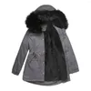 女性のトレンチコートQuanss 2023冬のロングジャケット女性プラスベルベット太い暖かい毛皮襟フード付きパーカーカジュアルメスパッド付き