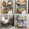 Bathroom Shelves Luxury Without Drilling RustProof Aluminum Shower Wall Shelf Shampoo Towel Holder Organizer Accessorie 230106