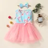 Girl Dresses Toddler Baby Girls Easter Dress Sleeveless Print Lovely Clothing And Headbands Tulle Stitching