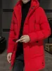 rode puffer jas met capuchon
