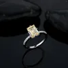 Pierścienie klastrowe moda 925 srebrna pierścień srebrny stworzył cytrynowy szafir szaleńca Diamond Wedding dla kobiet drobna biżuteria