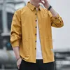 Męskie koszule swobodne sprężyny i jesienne w stylu Hongkongu nadrukowana koszula z długim rękawem męska marka Tide Lose Plus Hip Hop Inside Inside Treain