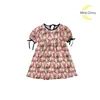 Mädchen Kleider MILA CHOU 2023 Sommer Mädchen Rose Kleid Baby Kinder Kurzarm O-ansatz Für Kinder 2-8 Jahre